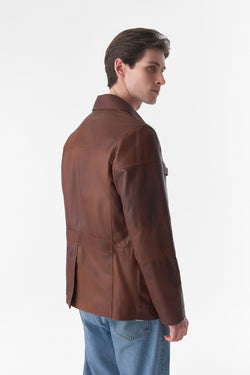 Image of Genuine Leather Safari Coat, Antique Tan