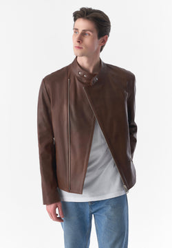 Image of Genuine Leather Motorcycle Jacket, Antique Tan