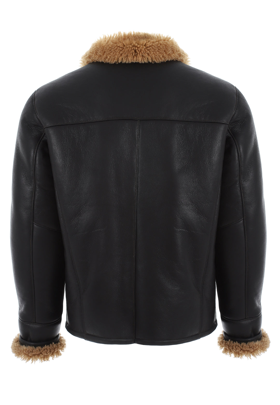 Mens Shearling Pilot Jacket - Silky Brown - Ginger Curly Wool - 2