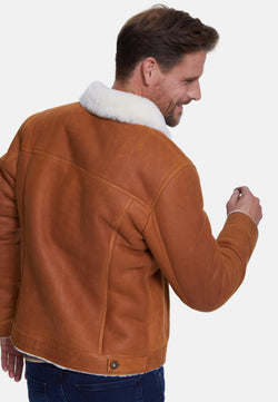 Image of Men's Shearling Casual Jacket, Washed Whiskey