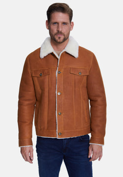 Image of Men's Shearling Casual Jacket, Washed Whiskey