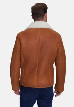 Image of Men's Fashion Jacket, Washed Whiskey With White Wool