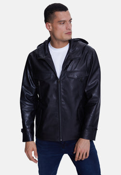 Image of Men's Leather Jacket, Black