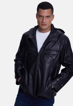 Image of Men's Leather Jacket, Black