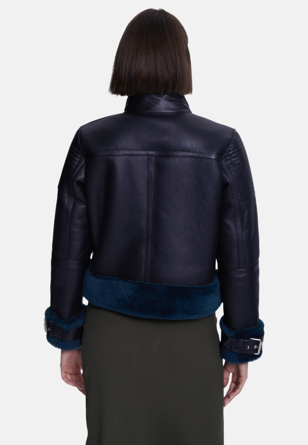 Women's Fashion Jacket, Silky Black With Emerald Wool