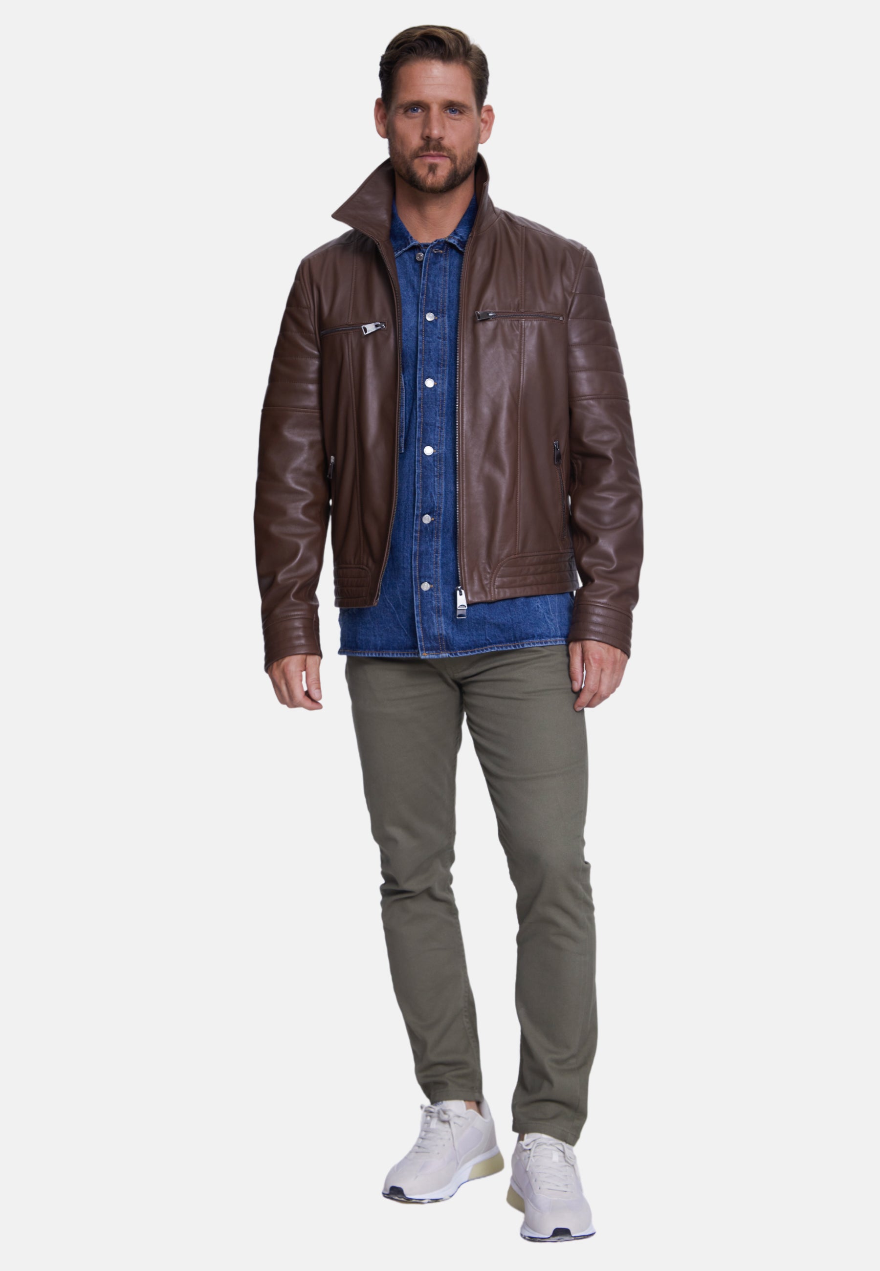 Men's Fashion Leather Jacket, Nappa Chocolate Brown