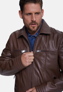 Image of Men's Fashion Leather Jacket, Nappa Chocolate Brown