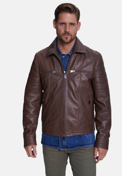 Image of Men's Fashion Leather Jacket, Nappa Chocolate Brown