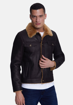 Image of Men's Casual Jacket, Washed Brown With Ginger Wool