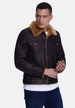 Image of Men's Casual Jacket, Washed Brown With Ginger Wool