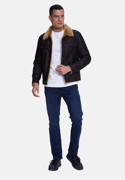 Image of Men's Casual Jacket, Washed Brown With Ginger Wool