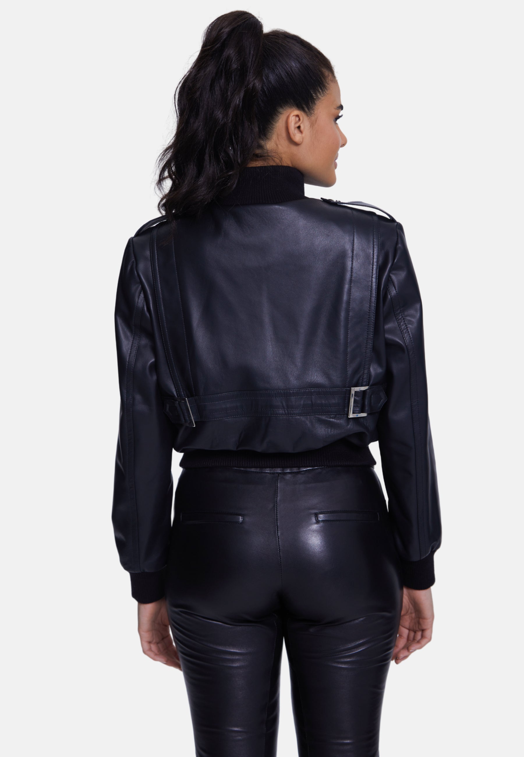 Genuine Leather Bomber Jacket, Black Nappa