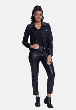 Image of Denim Style Zipper Nappa Black