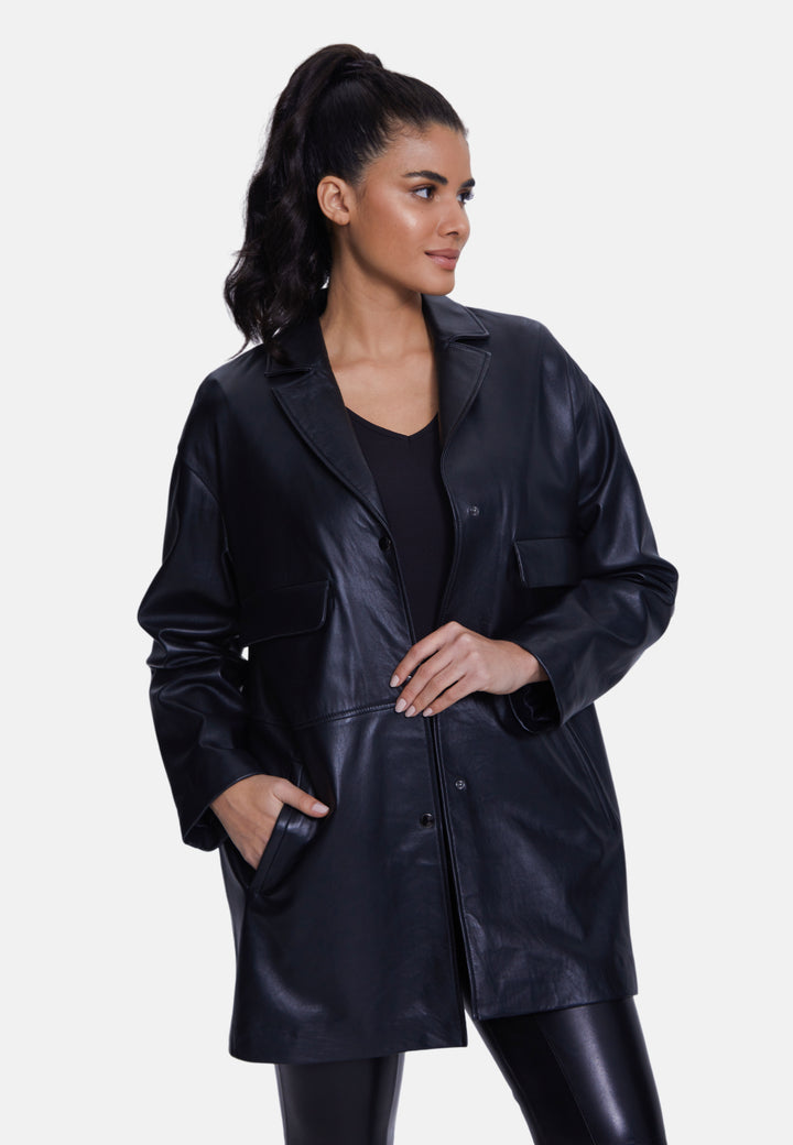 Women's Shearling Jacket Nappa Black