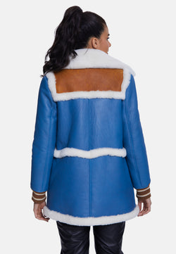 Image of Women's Shearling Jackets, Blue With White Wool