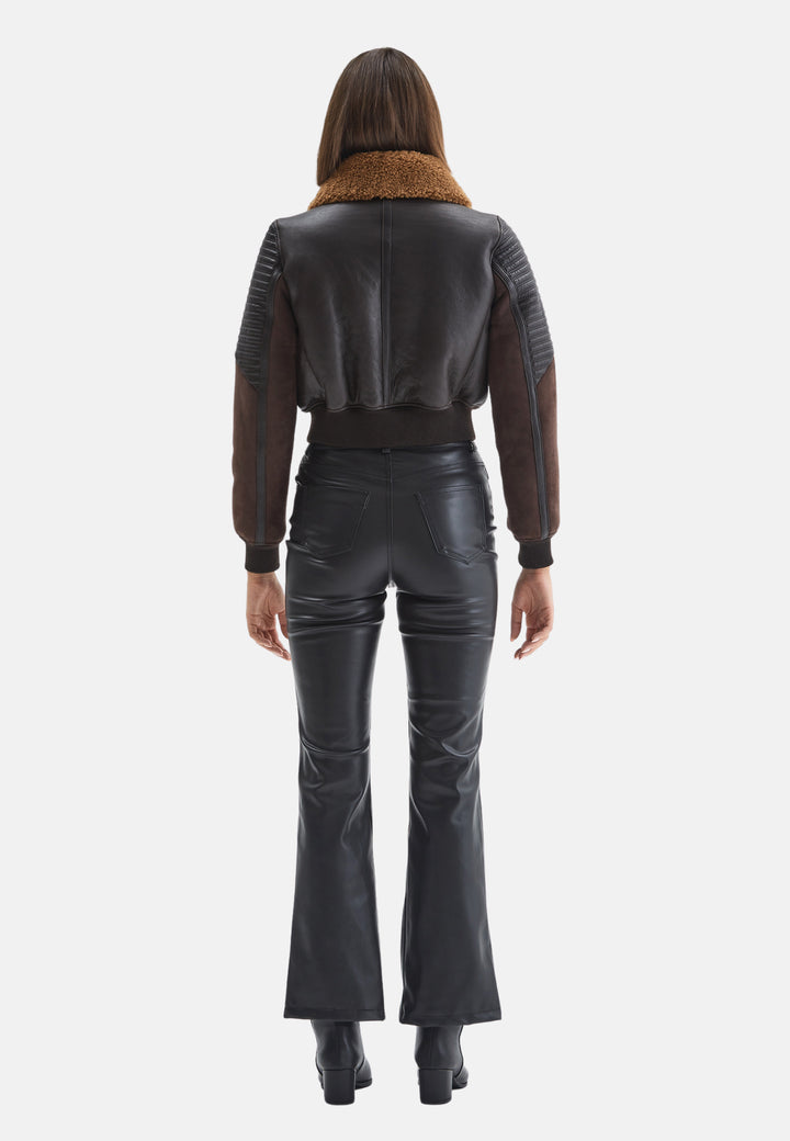 Women's Fashion Jacket, Silky Brown With Ginger Curly Wool