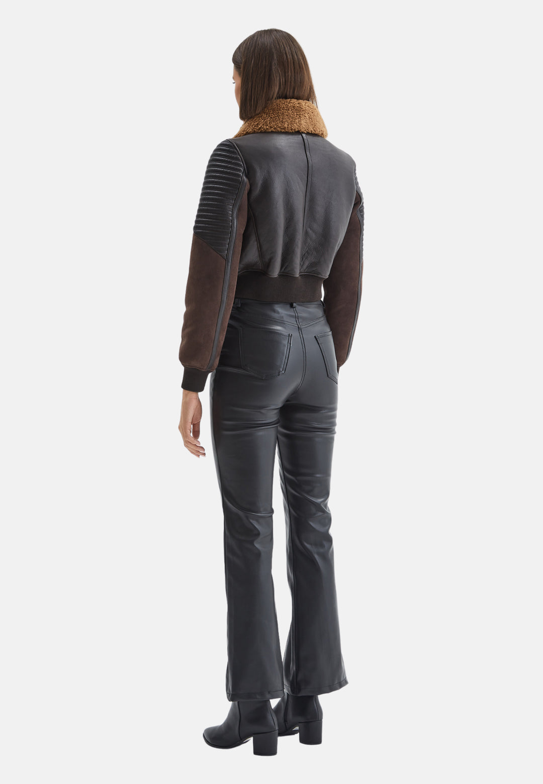 Women's Fashion Jacket, Silky Brown With Ginger Curly Wool