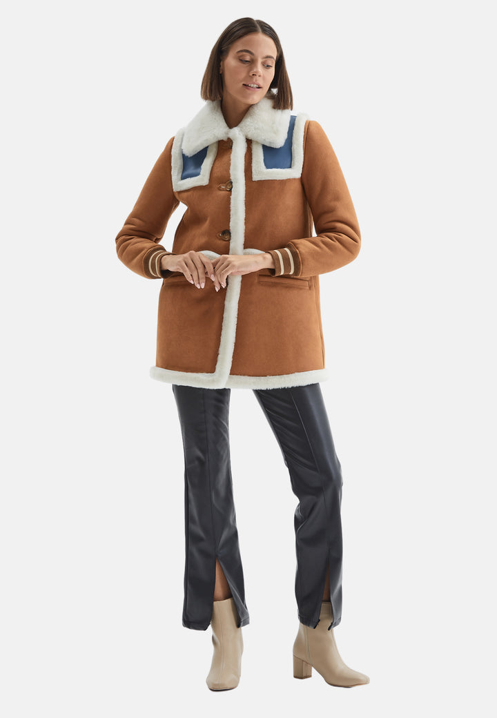 Women's Shearling Jacket, Whisky With White Wool