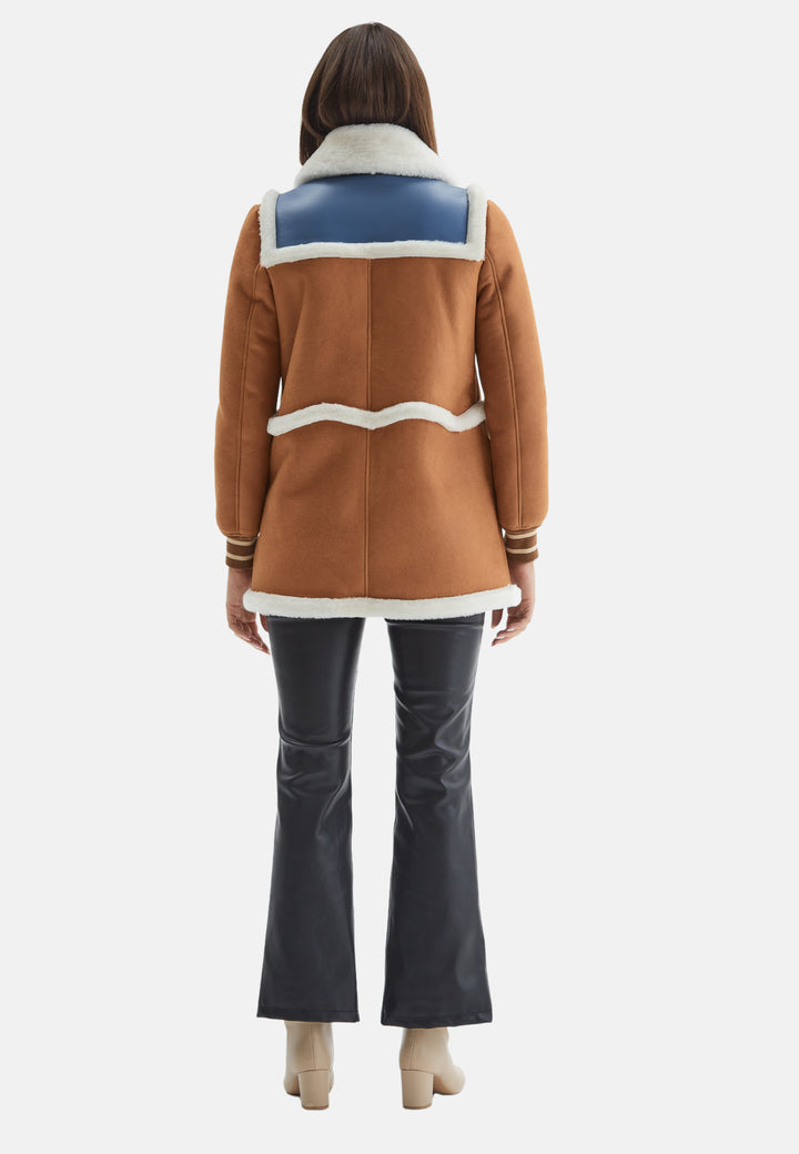 Women's Shearling Jacket, Whisky With White Wool