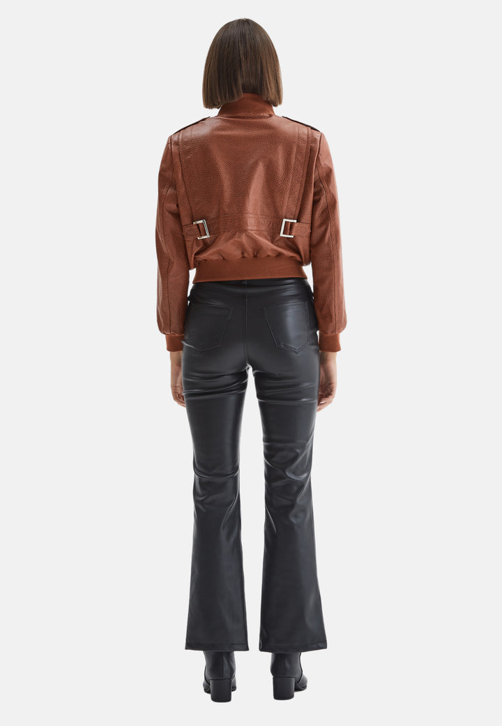 Genuine Leather Bomber Jacket,Nappa Elephant Pattern Whiskey
