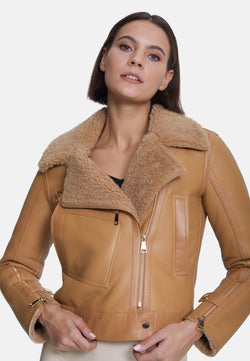 Image of Women's Shearling Jacket, Silky Mink With Mink Curly Wool