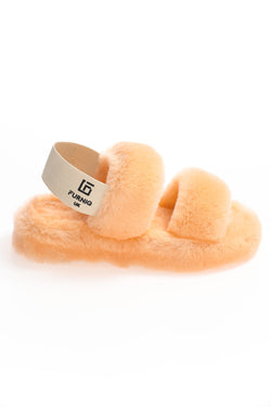 Image of Women's Shearling Double Stripe Slides, Salmon Wool