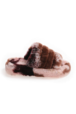 Image of Women's Shearling Slippers, Brown Multicolor Wool