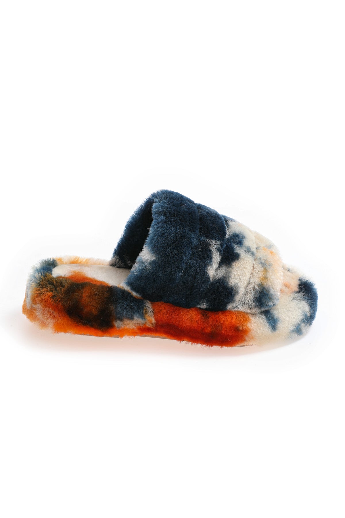 Women's Shearling Slippers, Orange Multicolor Wool