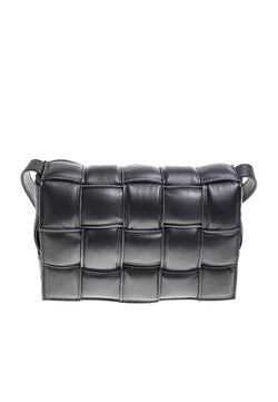 Image of Genuine Leather Shoulder Bag, Nappa Black