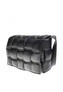 Image of Genuine Leather Shoulder Bag, Nappa Black