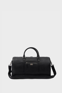 Image of Genuine Leather Duffle Bag, Travel Bag, Venous Pattern Black