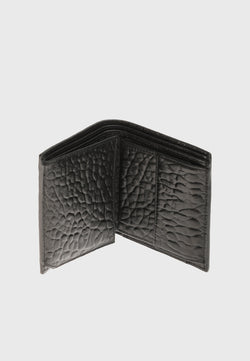 Image of Genuine Leather Elephant Pattern Black Trifold Wallet