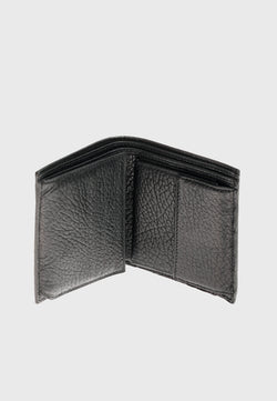 Image of Genuine Leather Venous Pattern Black Trifold Wallet