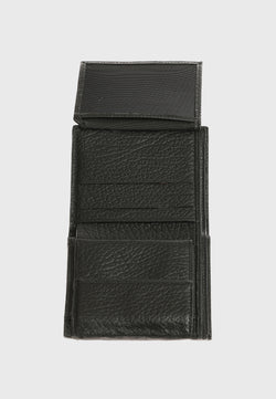 Image of Genuine Leather Venous Pattern Black Trifold Wallet