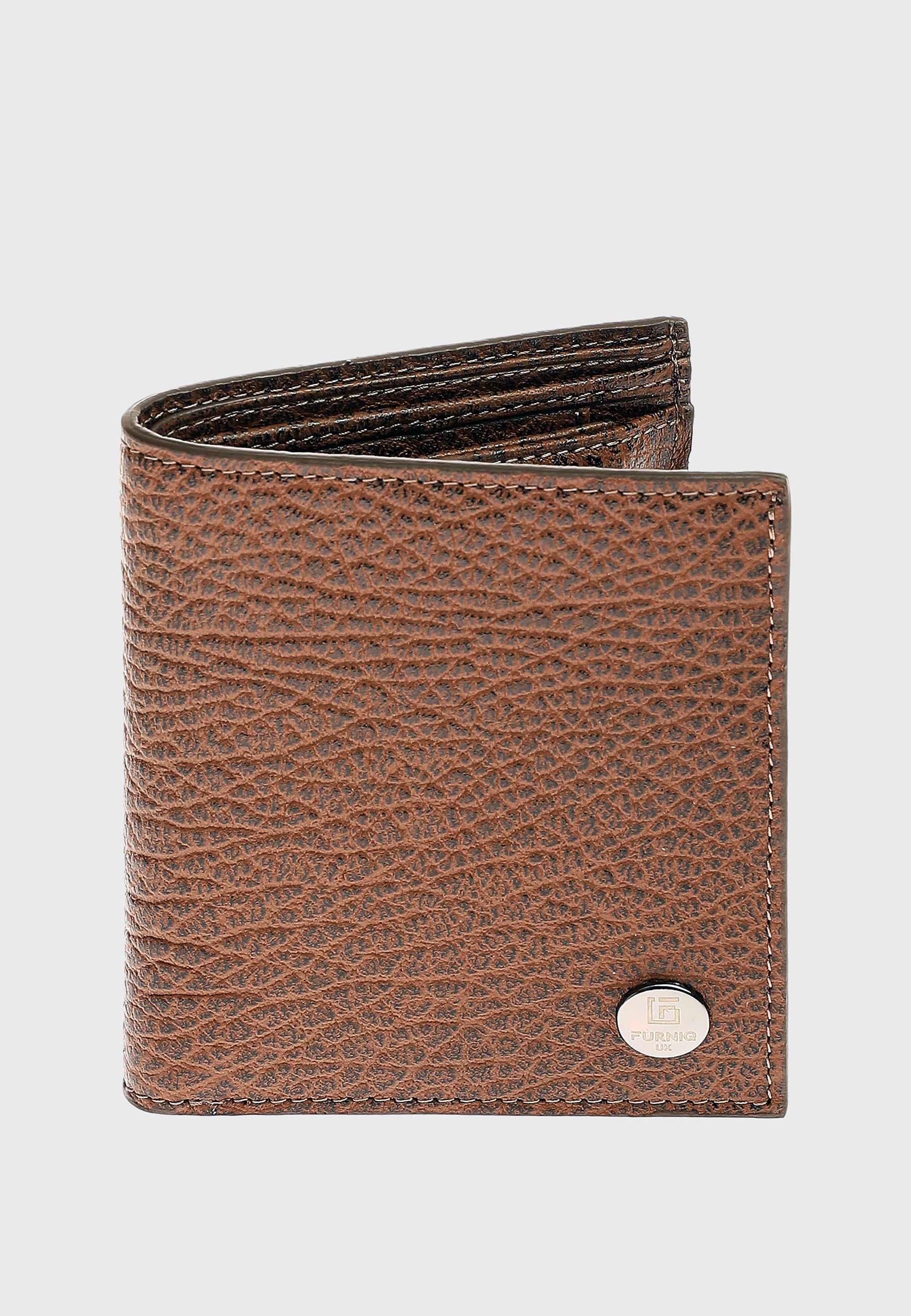 Genuine Leather Venous Pattern Brown Trifold Wallet