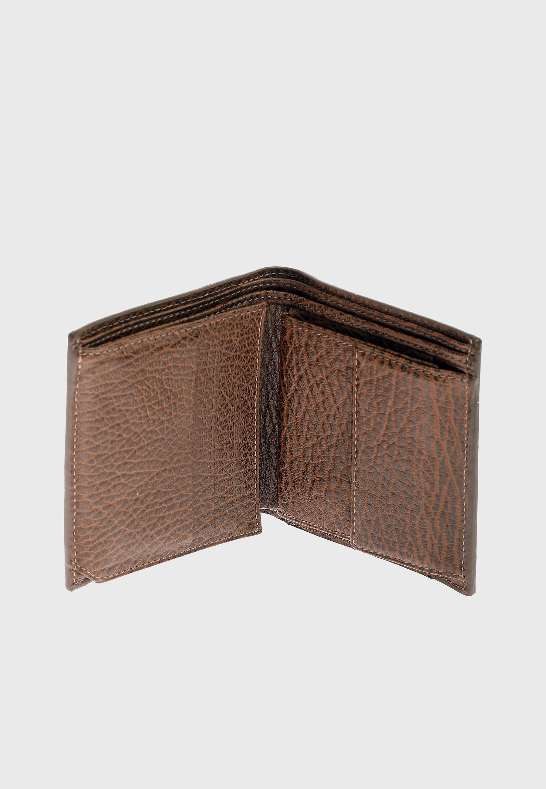 Genuine Leather Venous Pattern Brown Trifold Wallet