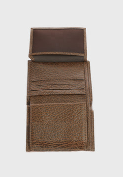 Image of Genuine Leather Venous Pattern Brown Trifold Wallet