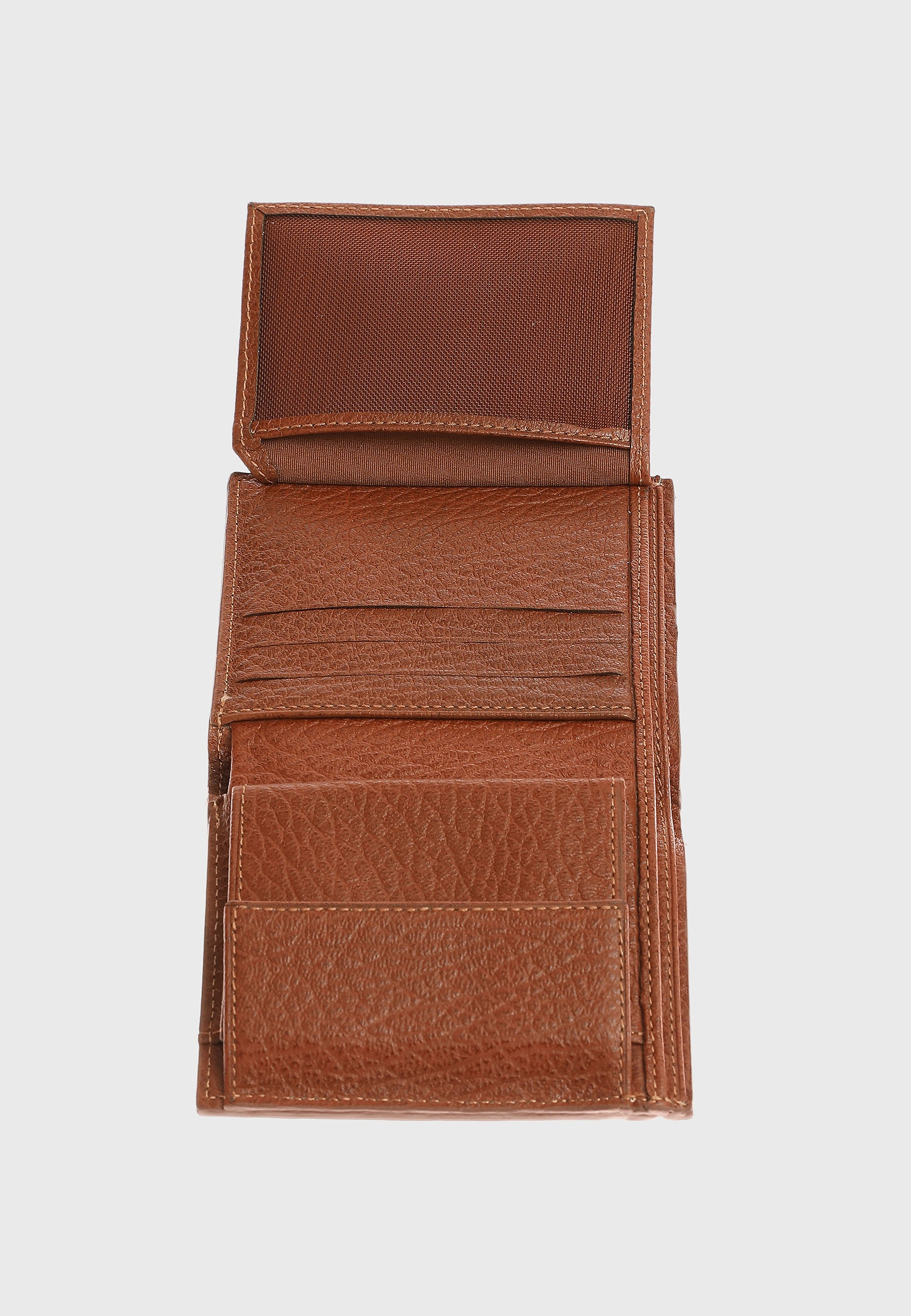 Genuine Leather Venous Pattern Tan Trifold Wallet