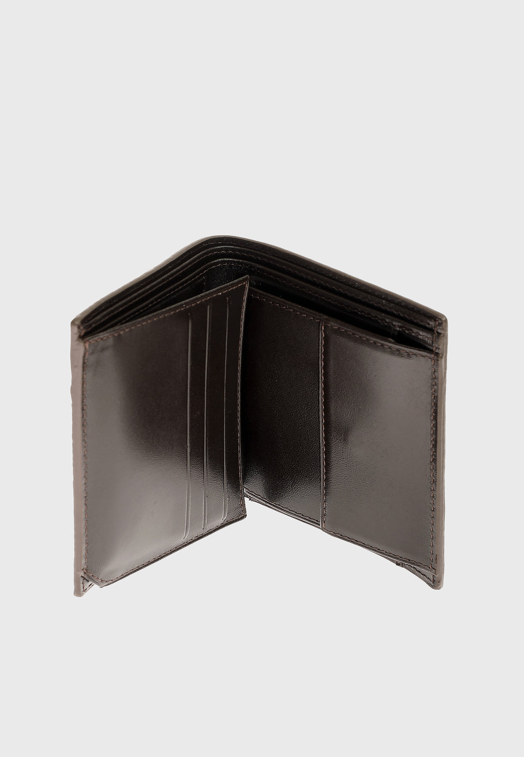 Genuine Leather Weave Pattern Brown Trifold Wallet