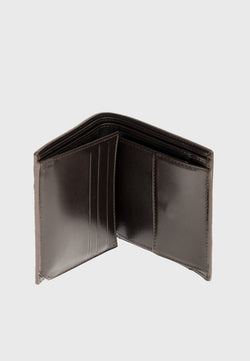 Image of Genuine Leather Weave Pattern Brown Trifold Wallet