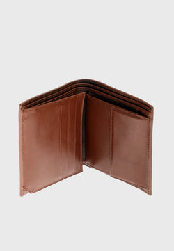 Image of Genuine Leather Weave Pattern Tan Trifold Wallet