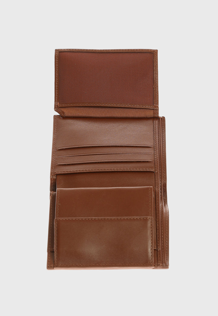 Genuine Leather Weave Pattern Tan Trifold Wallet