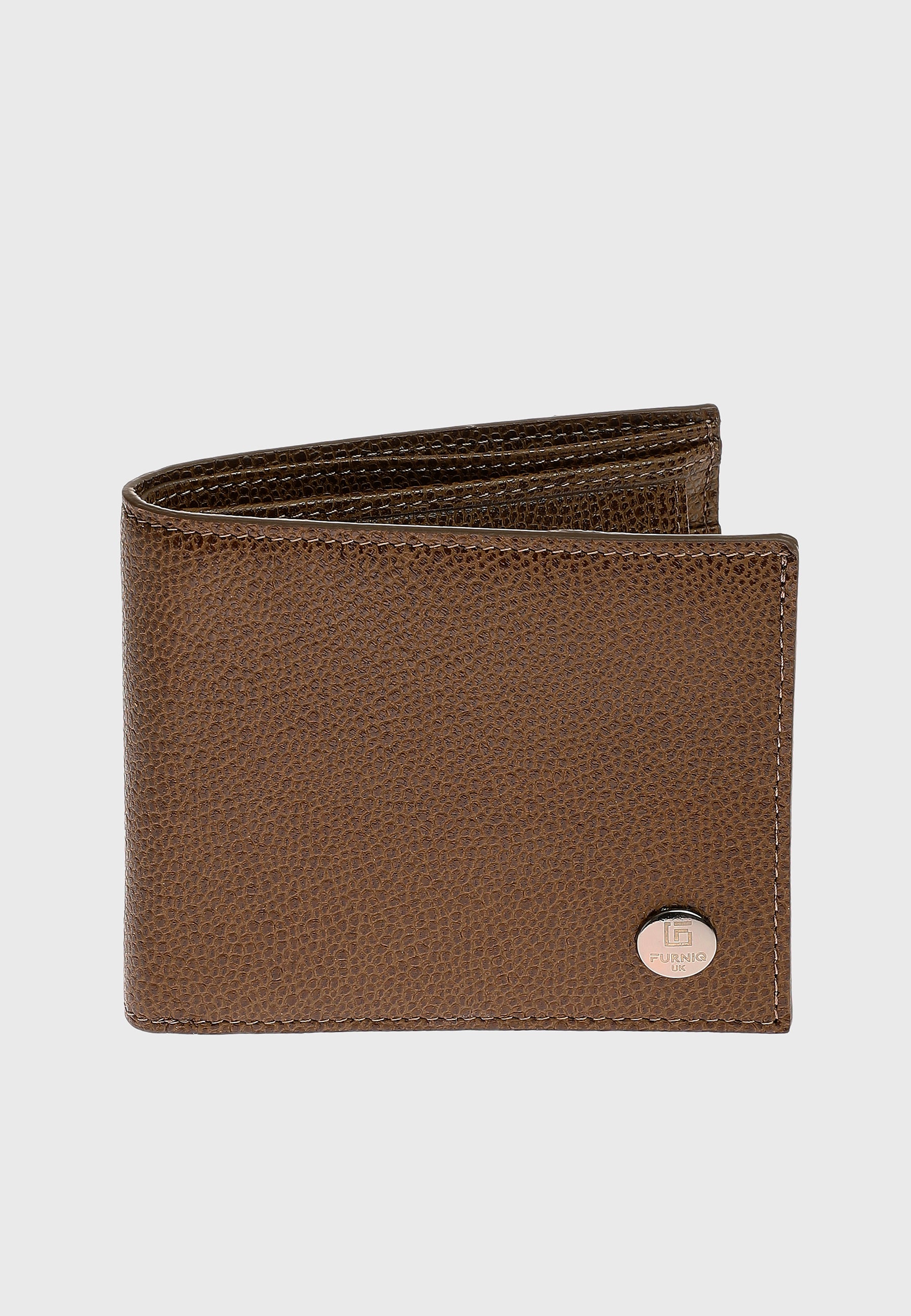 Genuine Leather Caviar Pattern Brown Overflap Wallet