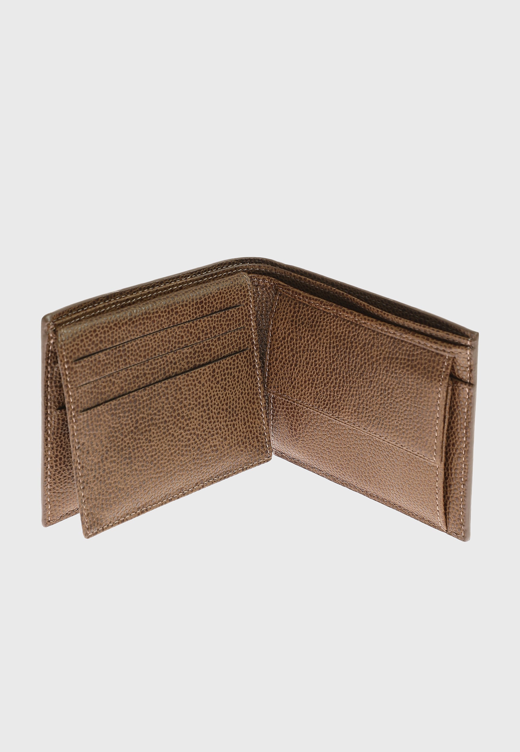 Genuine Leather Caviar Pattern Brown Overflap Wallet