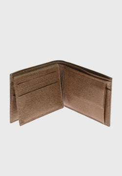 Image of Genuine Leather Caviar Pattern Brown Overflap Wallet