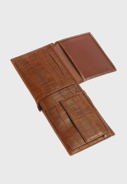 Image of Genuine Leather Crocodile Pattern Tan Overflap Wallet