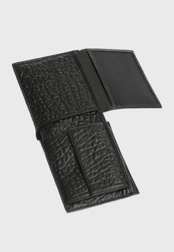 Image of Genuine Leather Elephant Pattern Black Overflap Wallet