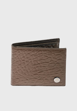 Image of Genuine Leather Elephant Pattern Brown Overflap Wallet