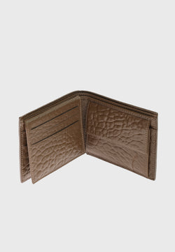 Image of Genuine Leather Elephant Pattern Brown Overflap Wallet