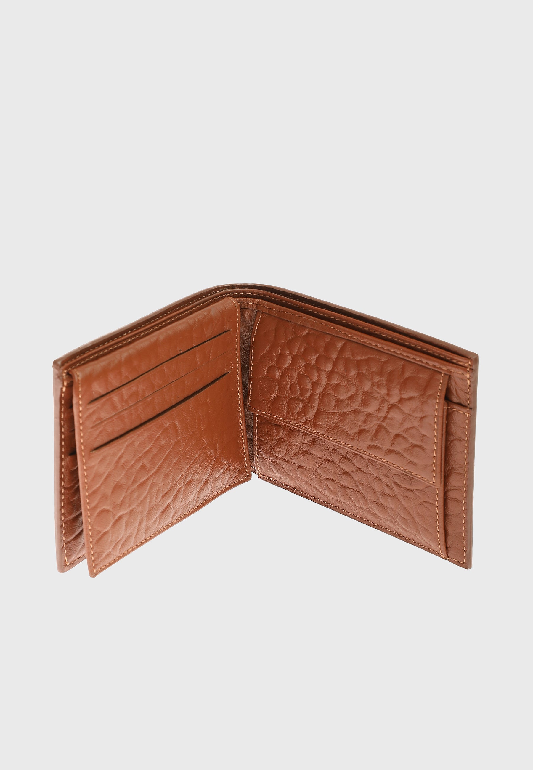 Genuine Leather Elephant Pattern Tan Overflap Wallet